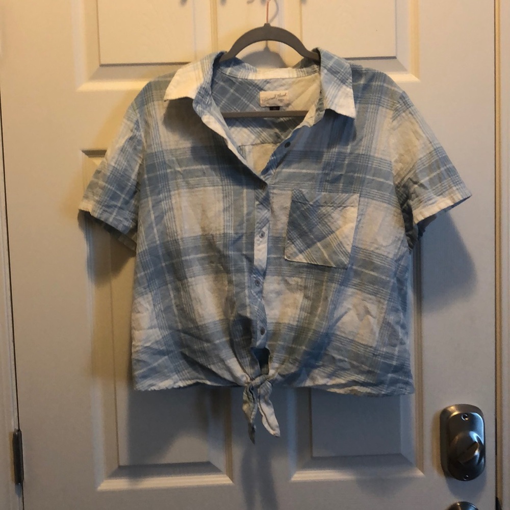 Plaid Crop Tied Shirt